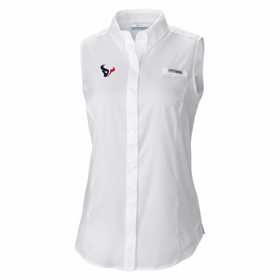 Houston Texans Women's PFG Tamiami Omni-Shade Sleeveless Button-Up Shirt | NFL Discount