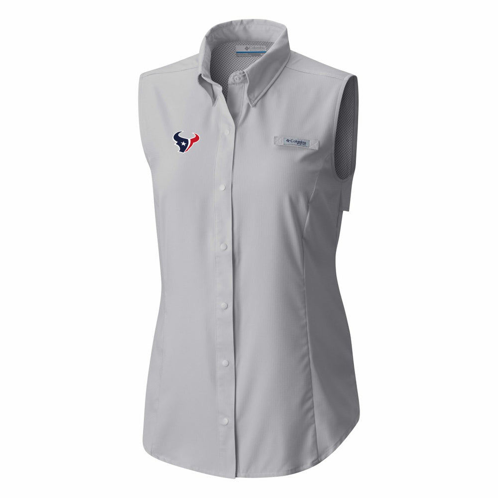 Houston Texans Women's PFG Tamiami Omni-Shade Sleeveless Button-Up Shirt | NFL Hot