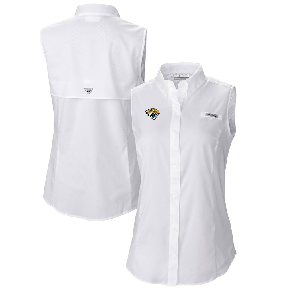 Jacksonville Jaguars Women's PFG Tamiami Omni-Shade Sleeveless Button-Up Shirt | NFL US