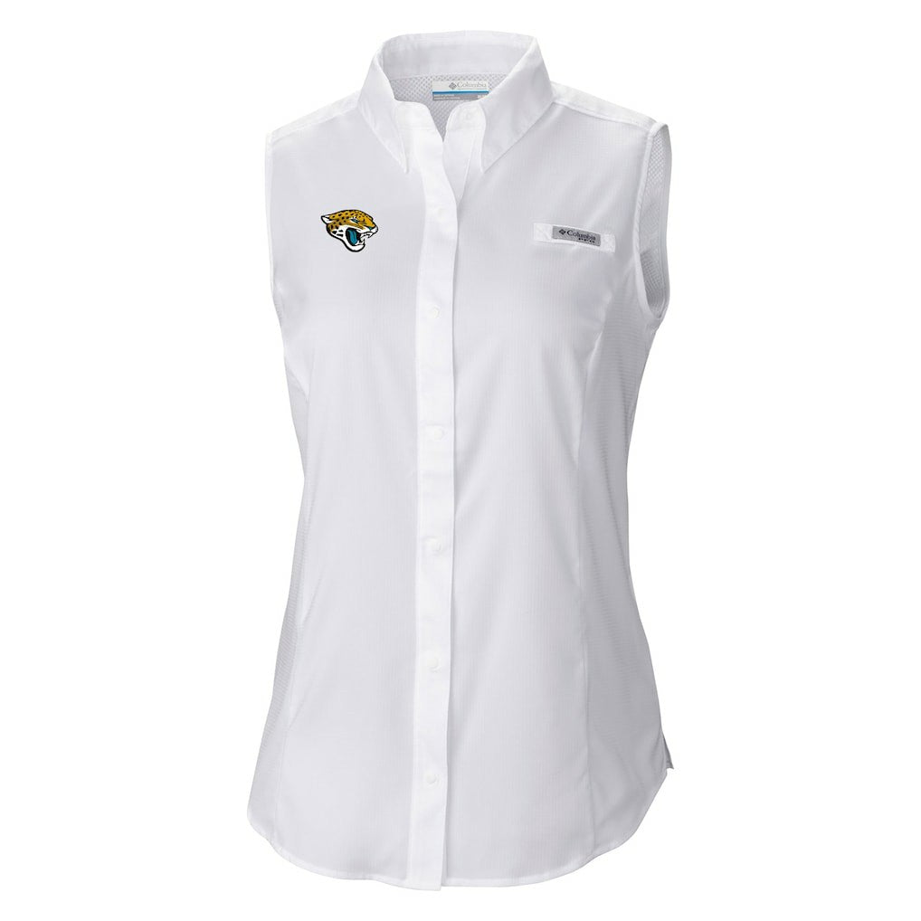 Jacksonville Jaguars Women's PFG Tamiami Omni-Shade Sleeveless Button-Up Shirt | NFL US