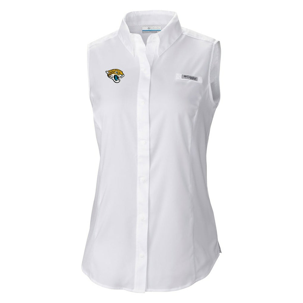 Jacksonville Jaguars Women's PFG Tamiami Omni-Shade Sleeveless Button-Up Shirt | NFL US
