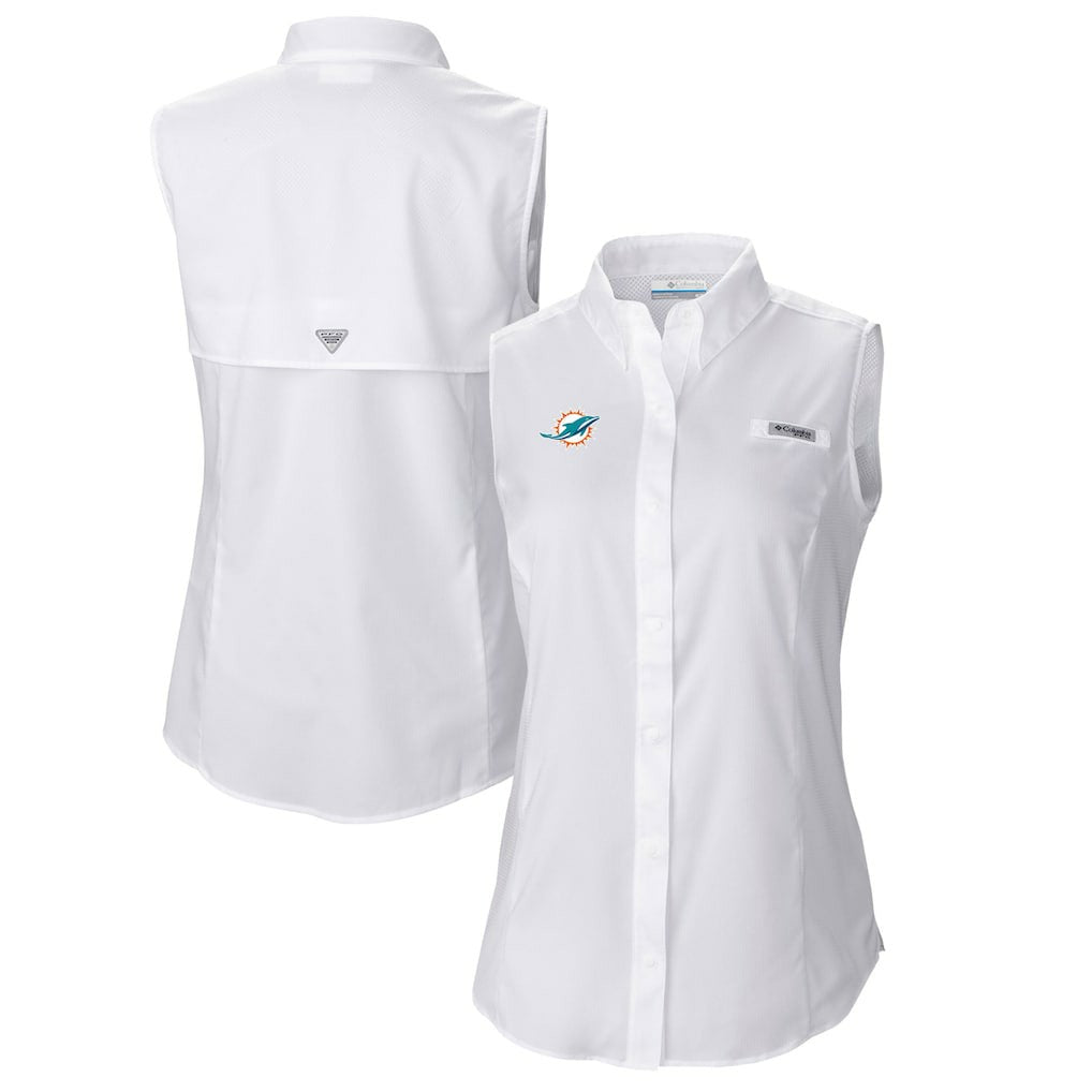 Miami Dolphins Women's PFG Tamiami Omni-Shade Sleeveless Button-Up Shirt | NFL Hot