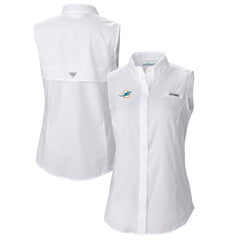 Miami Dolphins Women's PFG Tamiami Omni-Shade Sleeveless Button-Up Shirt | NFL Hot