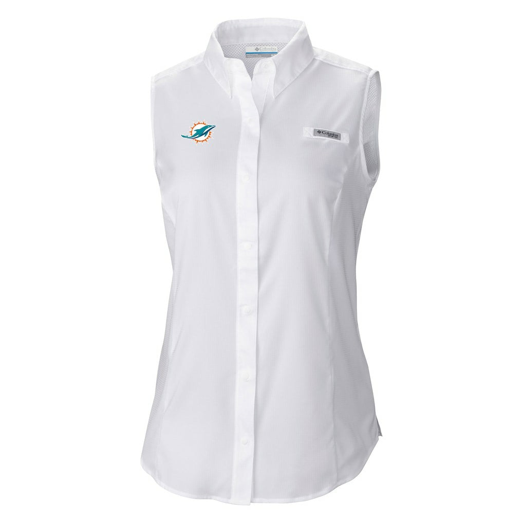 Miami Dolphins Women's PFG Tamiami Omni-Shade Sleeveless Button-Up Shirt | NFL Hot