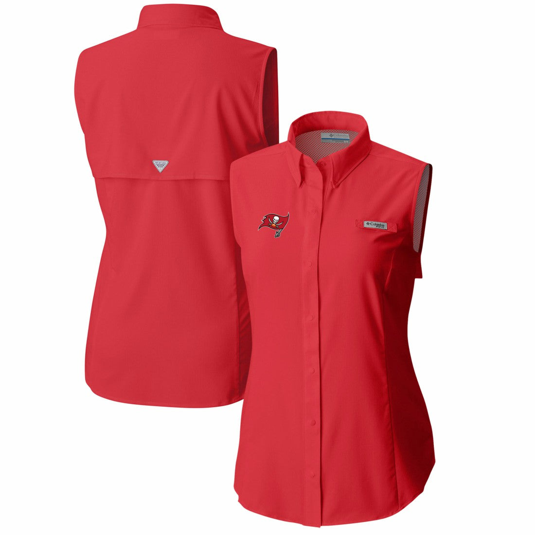 Tampa Bay Buccaneers Women's PFG Tamiami Omni-Shade Sleeveless Button-Up Shirt | NFL US