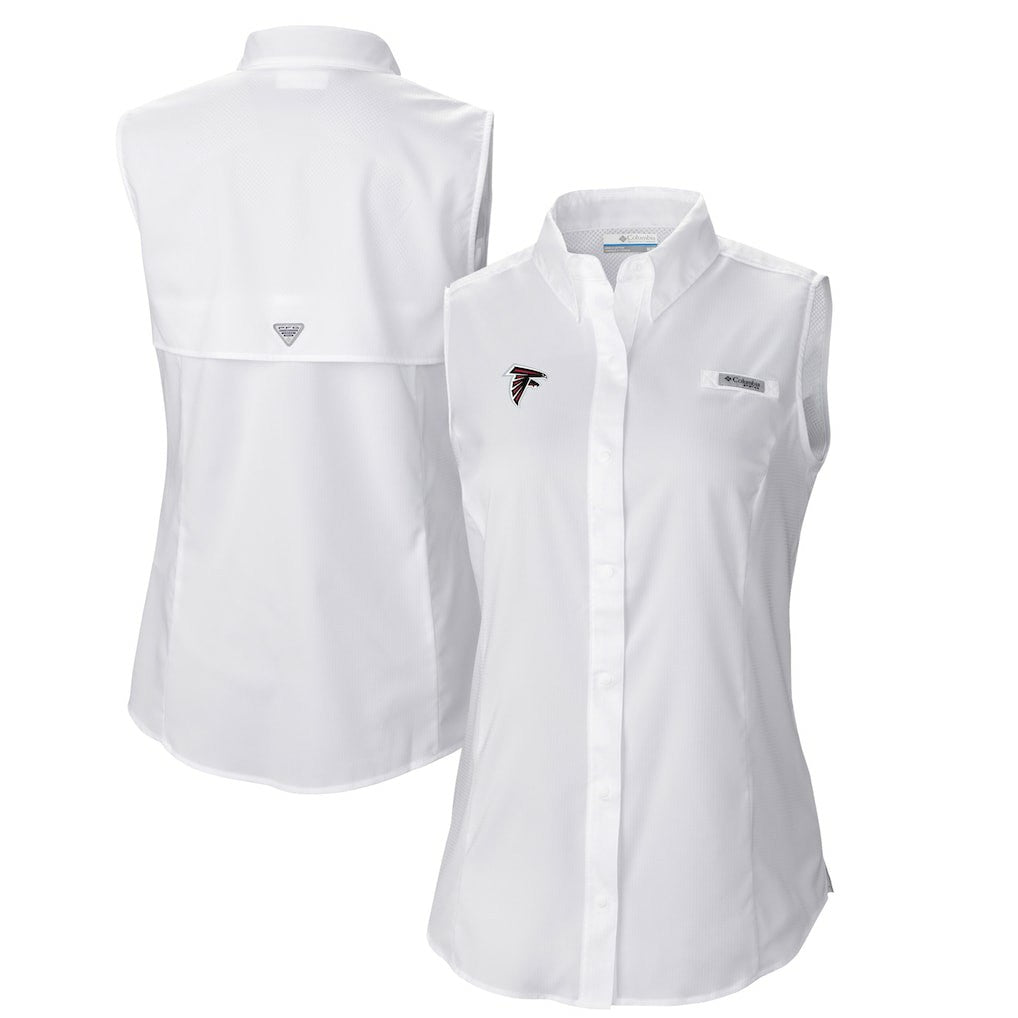 Atlanta Falcons Women's PFG Tamiami Omni-Shade Sleeveless Button-Up Shirt | NFL Discount