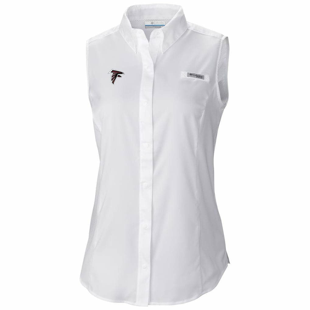 Atlanta Falcons Women's PFG Tamiami Omni-Shade Sleeveless Button-Up Shirt | NFL Discount