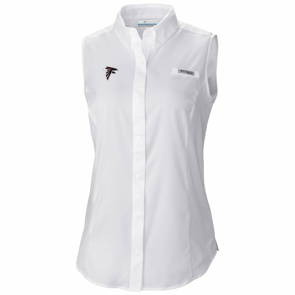 Atlanta Falcons Women's PFG Tamiami Omni-Shade Sleeveless Button-Up Shirt | NFL Discount
