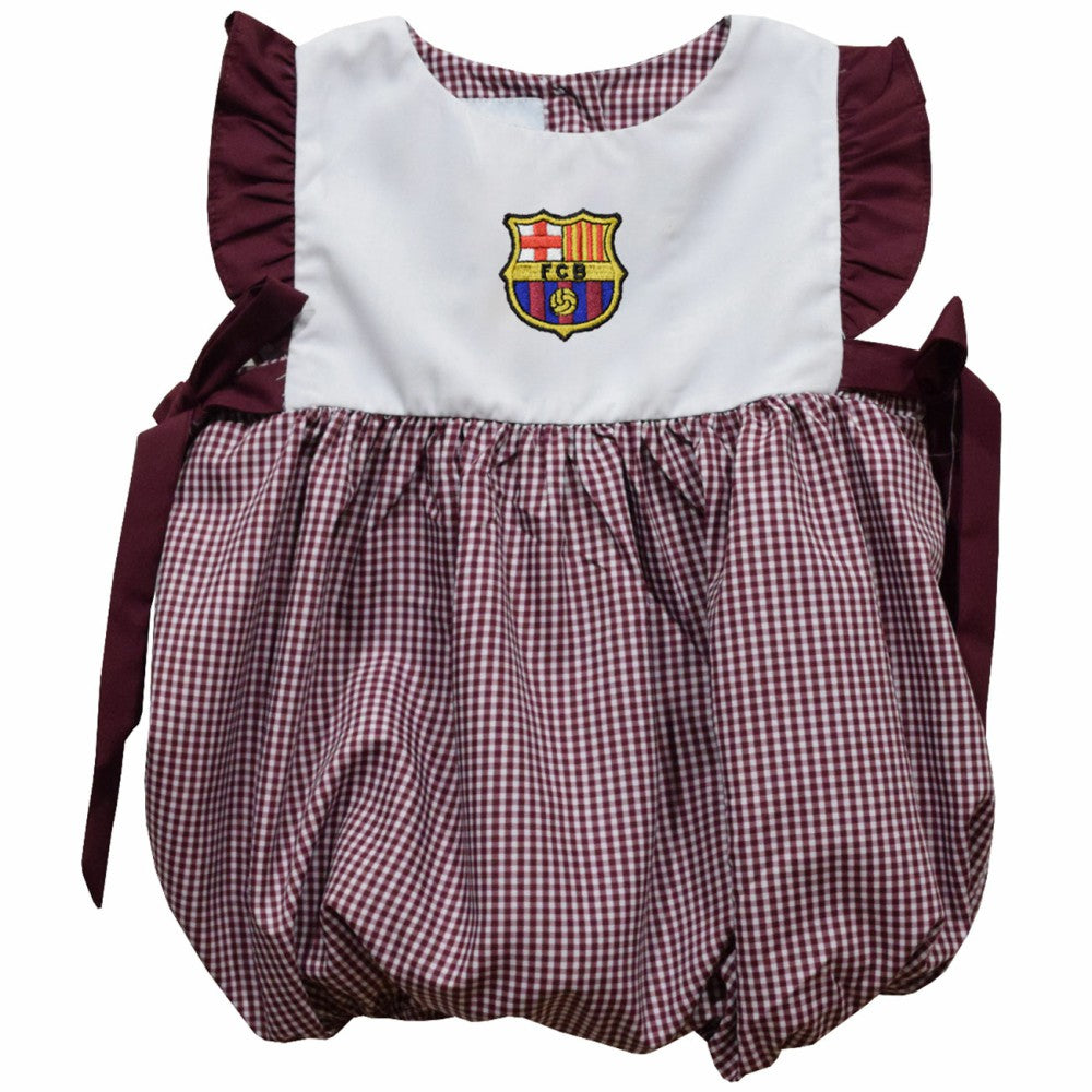 Barcelona Vive La Fete Girls Infant Gingham Bubble Dress on sale - Maroon