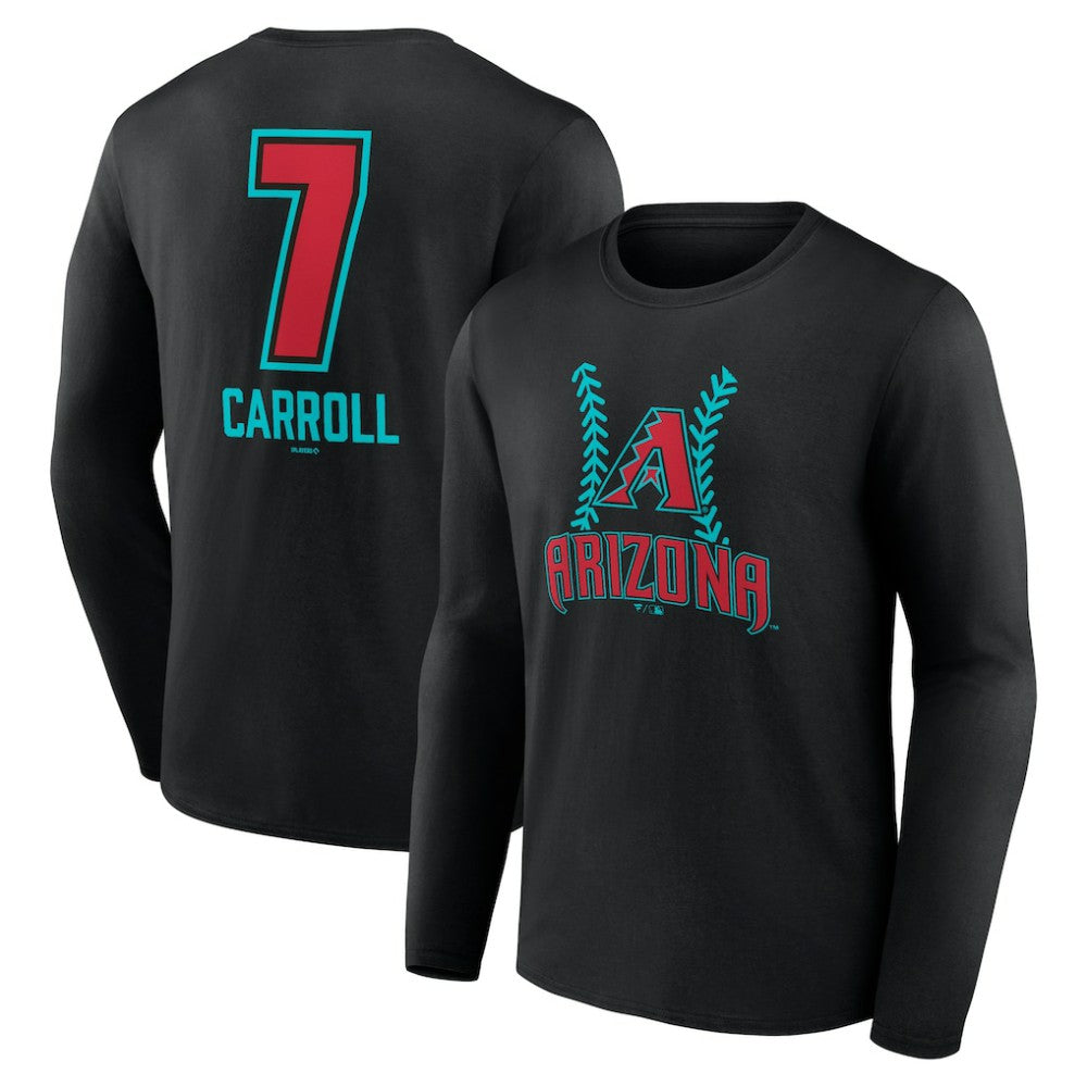 Corbin Carroll Arizona Diamondbacks Name & Number Fastball Long Sleeve T-Shirt - MLB T-shirts