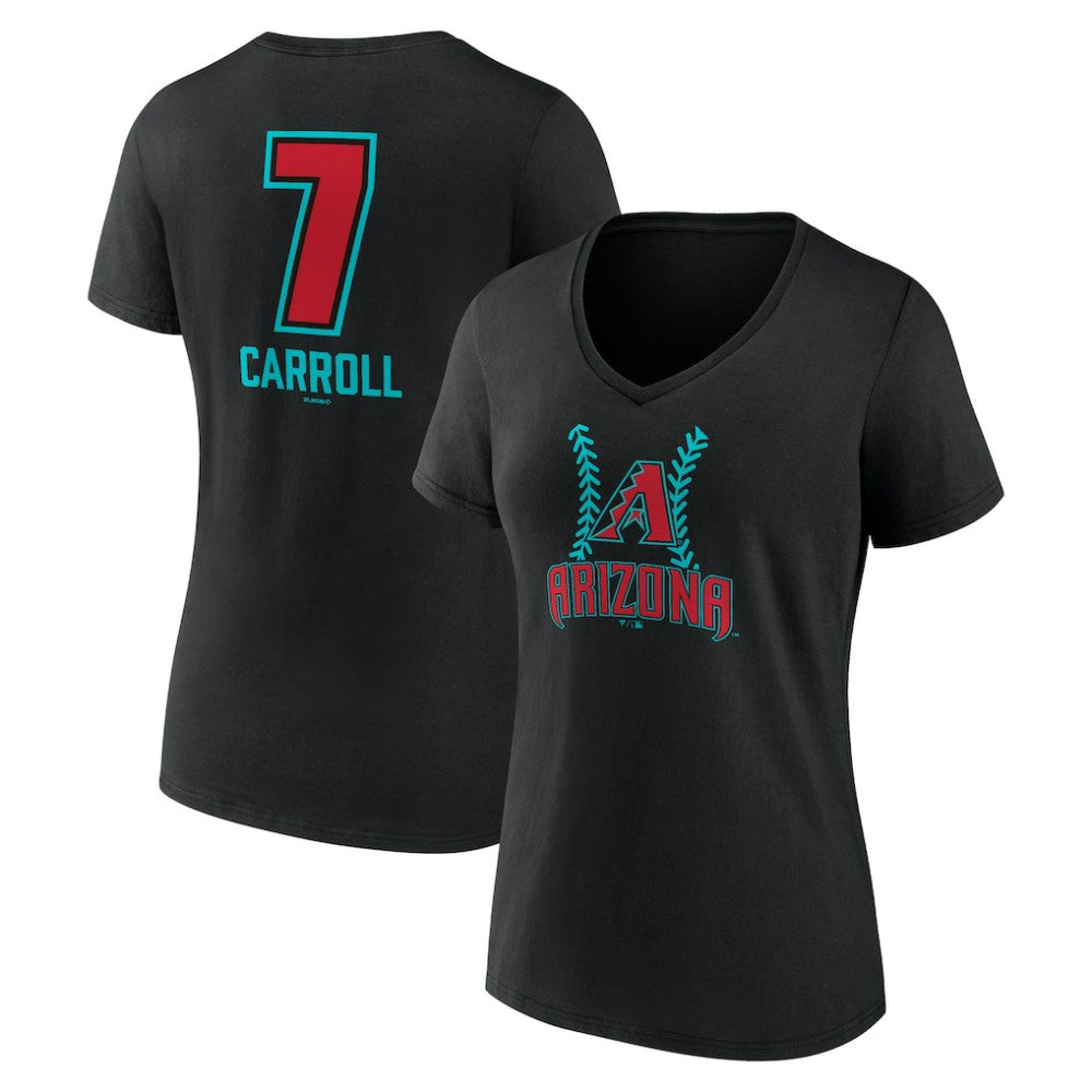 Corbin Carroll Arizona Diamondbacks Women's Name & Number Fastball V-Neck T-Shirt - MLB T-shirts