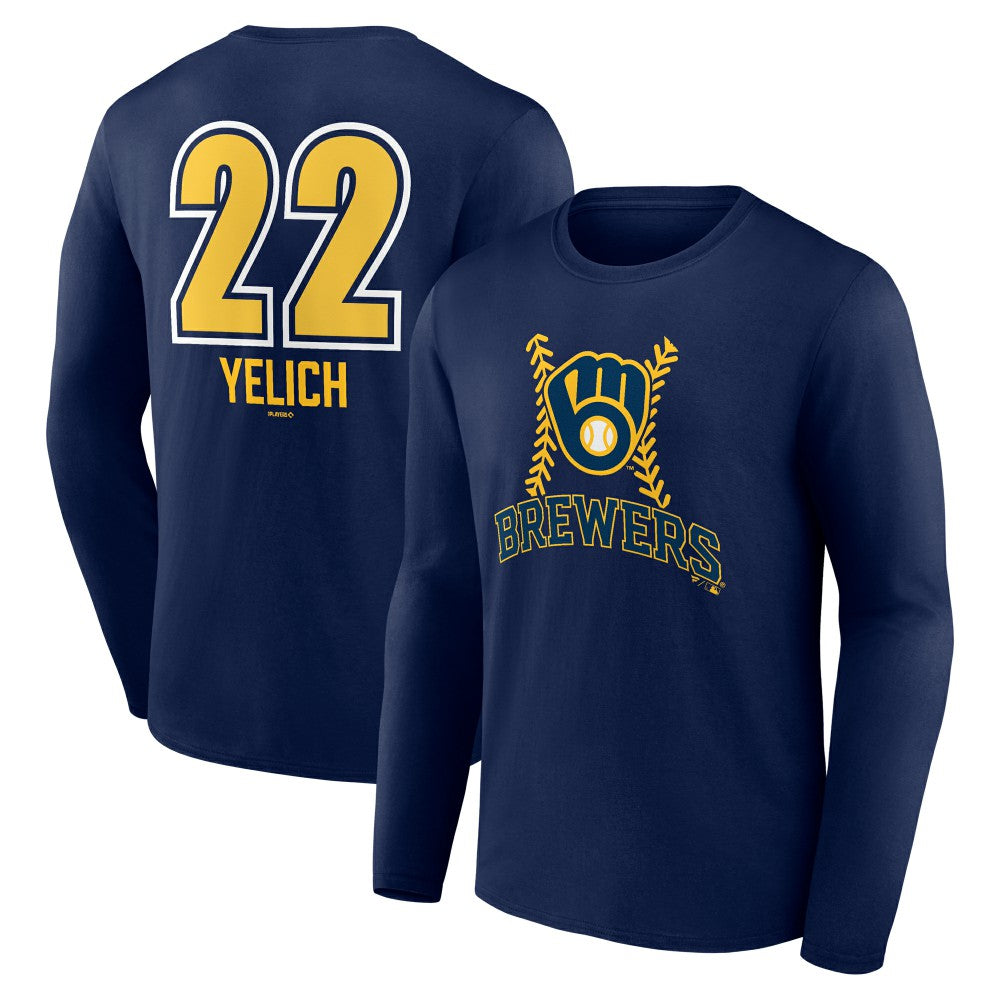 Christian Yelich Milwaukee Brewers Name & Number Fastball Long Sleeve T-Shirt - MLB T-shirts