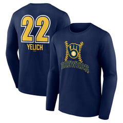Christian Yelich Milwaukee Brewers Name & Number Fastball Long Sleeve T-Shirt - MLB T-shirts