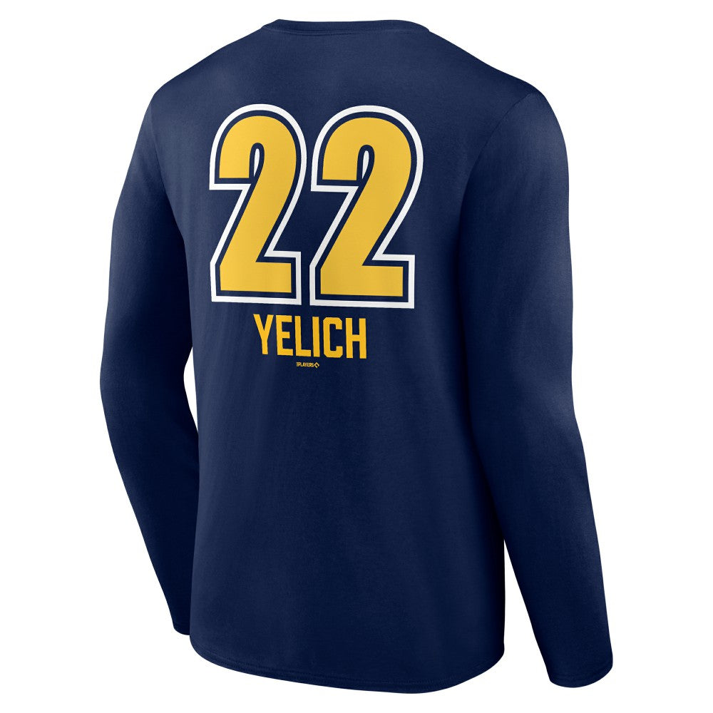 Christian Yelich Milwaukee Brewers Name & Number Fastball Long Sleeve T-Shirt - MLB T-shirts