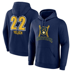 Christian Yelich Milwaukee Brewers Name & Number Fastball Pullover Hoodie - MLB Hoodies