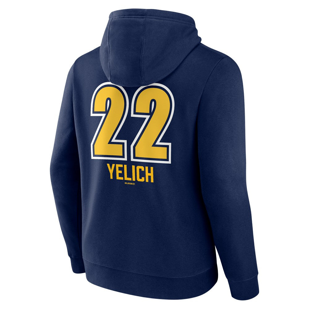 Christian Yelich Milwaukee Brewers Name & Number Fastball Pullover Hoodie - MLB Hoodies
