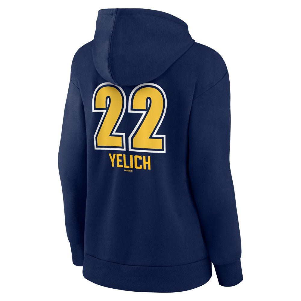 Christian Yelich Milwaukee Brewers Women's Name & Number Fastball Pullover Hoodie - MLB Hoodies