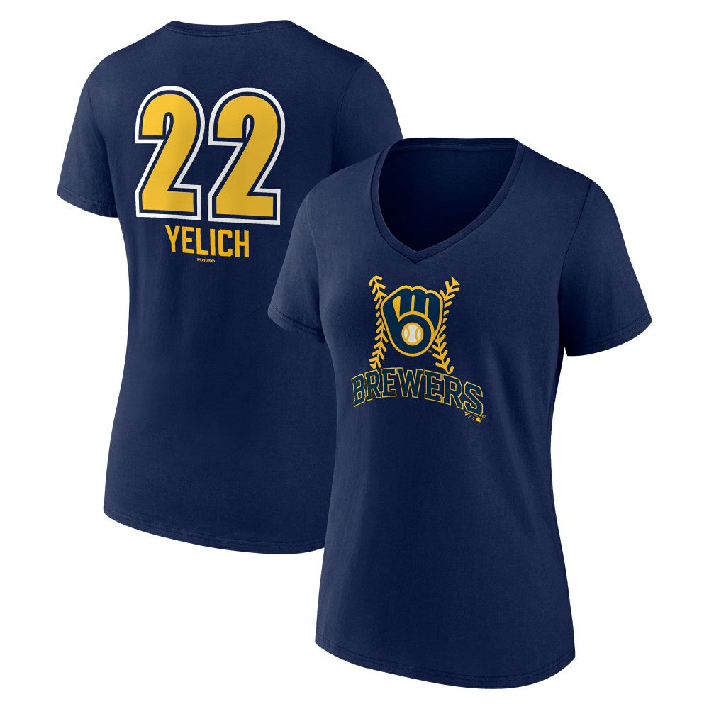 Christian Yelich Milwaukee Brewers Women's Name & Number Fastball V-Neck T-Shirt - MLB T-shirts