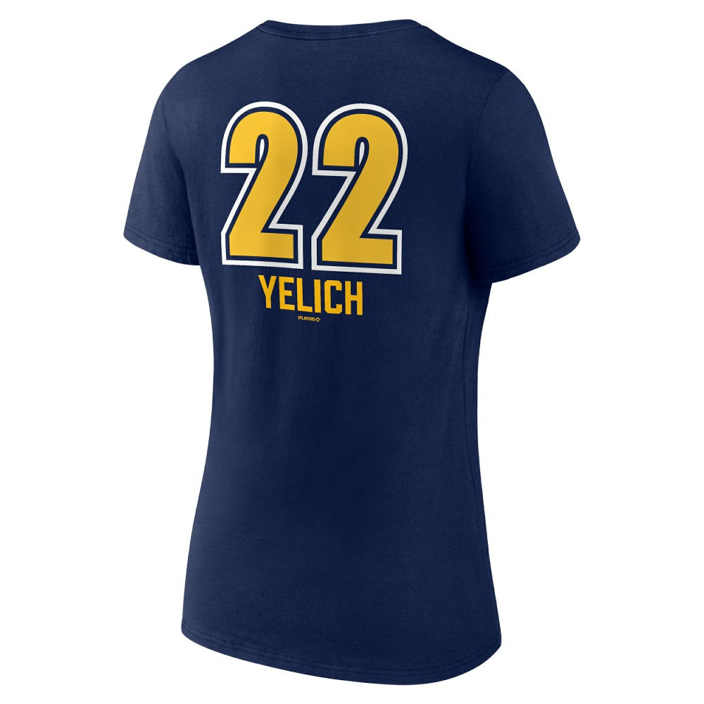 Christian Yelich Milwaukee Brewers Women's Name & Number Fastball V-Neck T-Shirt - MLB T-shirts