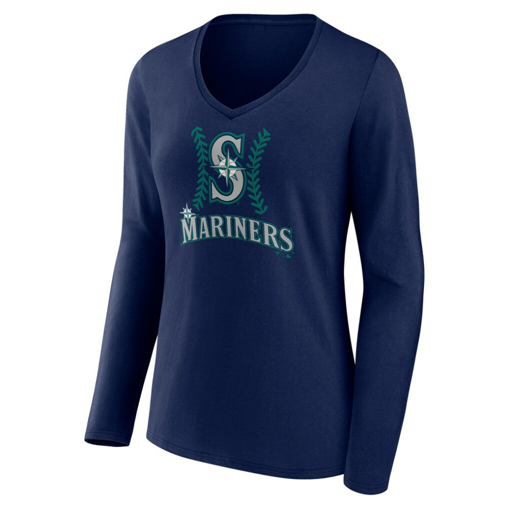 Julio Rodríguez Seattle Mariners Women's Name & Number Fastball V-Neck Long Sleeve T-Shirt - MLB T-shirts