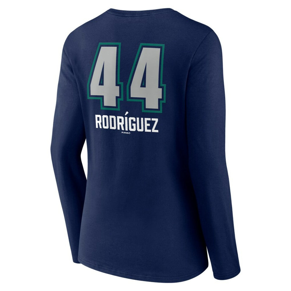 Julio Rodríguez Seattle Mariners Women's Name & Number Fastball V-Neck Long Sleeve T-Shirt - MLB T-shirts