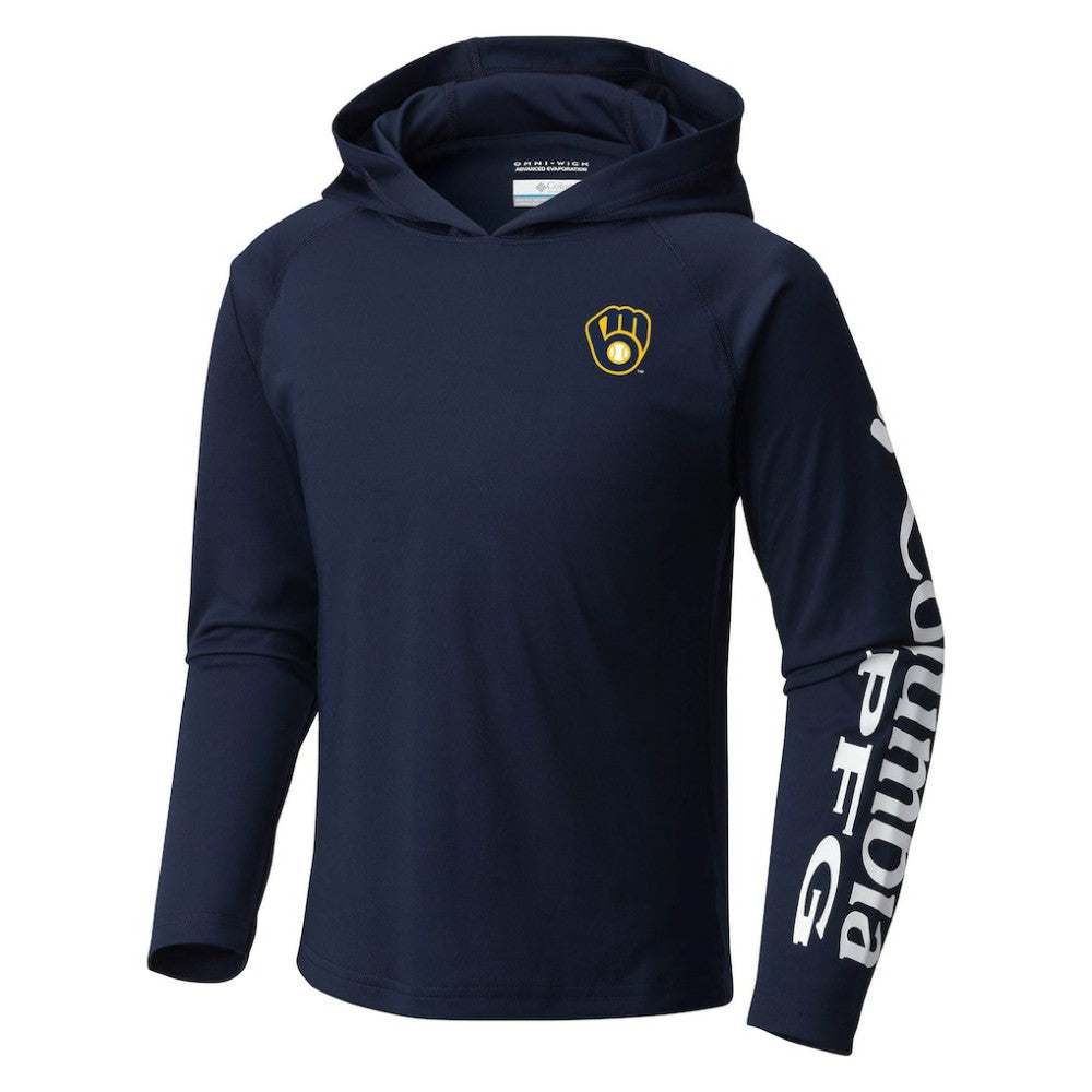 Milwaukee Brewers Columbia Youth Terminal Tackle Long Sleeve Hoodie T-Shirt - MLB Hoodies