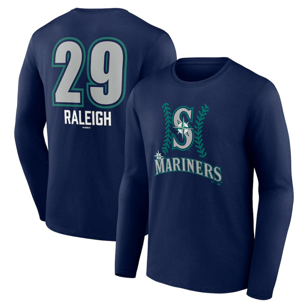 Cal Raleigh Seattle Mariners Name & Number Fastball Long Sleeve T-Shirt - MLB T-shirts