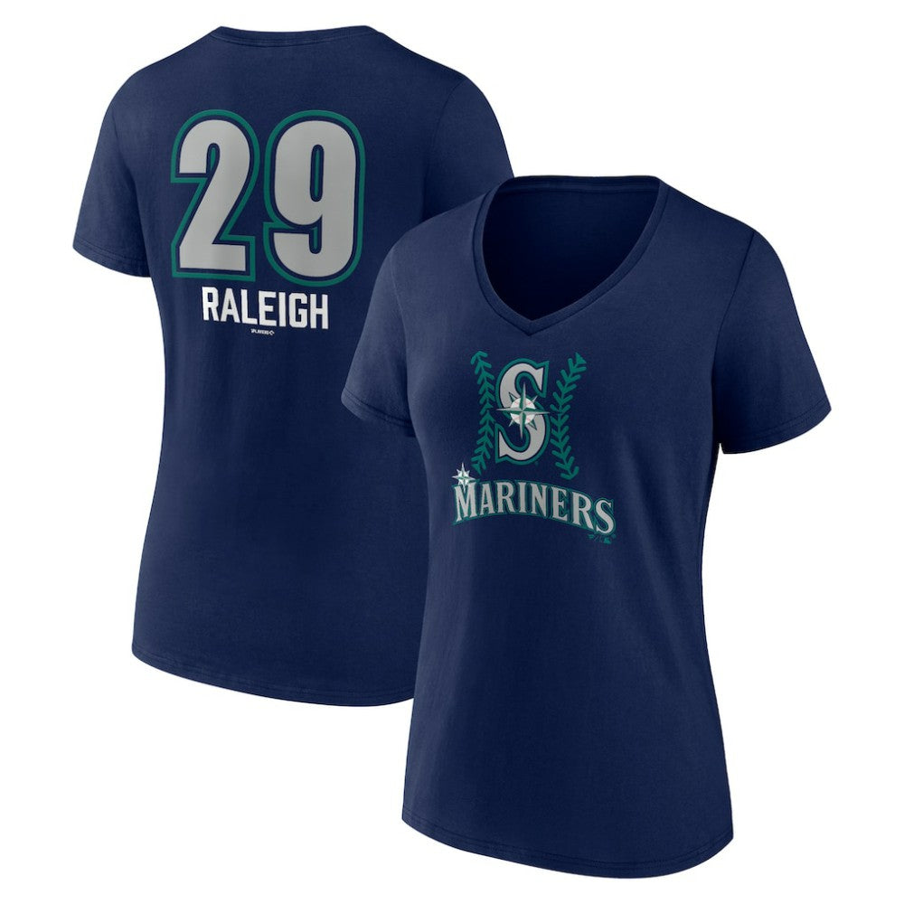 Cal Raleigh Seattle Mariners Women's Name & Number Fastball V-Neck T-Shirt - MLB T-shirts