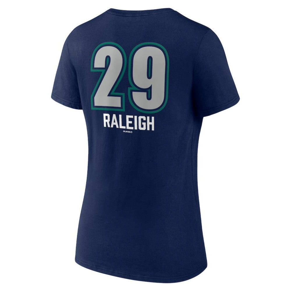 Cal Raleigh Seattle Mariners Women's Name & Number Fastball V-Neck T-Shirt - MLB T-shirts