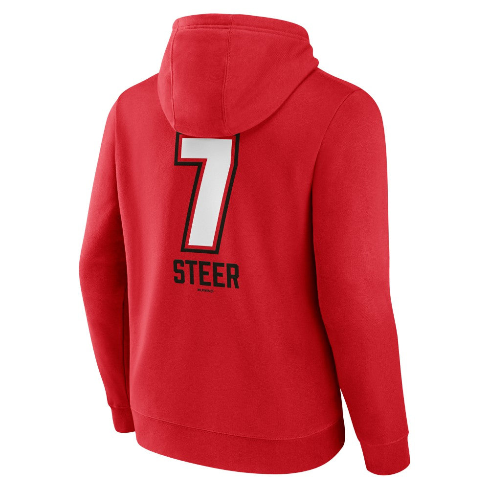 Spencer Steer Cincinnati Reds Name & Number Fastball Pullover Hoodie - MLB Hoodies