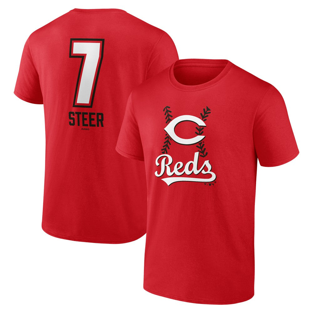 Spencer Steer Cincinnati Reds Name & Number Fastball T-Shirt - MLB T-shirts