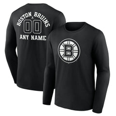 Boston Bruins Personalized Name & Number Monochrome Long Sleeve T-Shirt -  NHL T-shirts