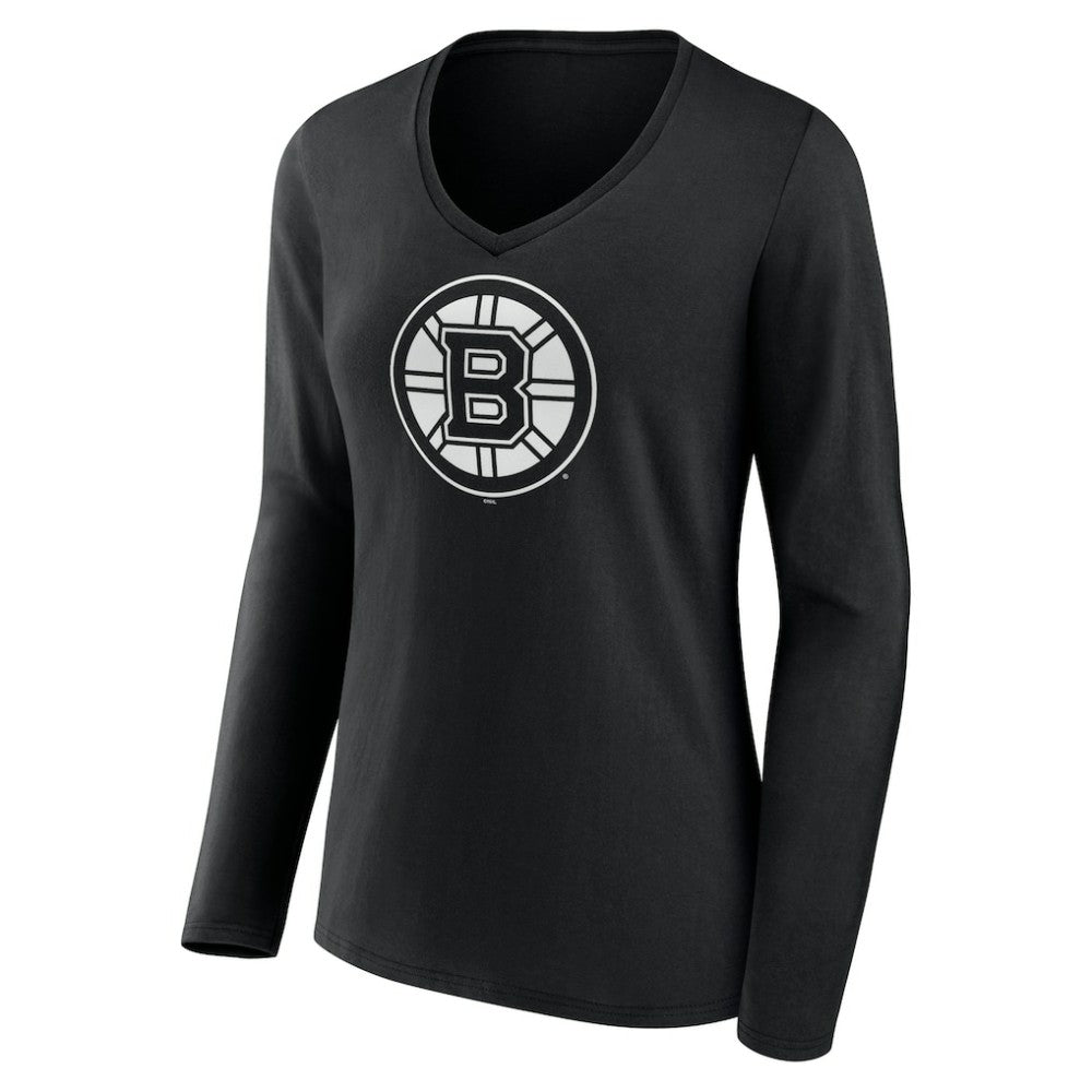 Boston Bruins Women's Personalized Name & Number Monochrome Long Sleeve V-Neck T-Shirt -  NHL T-shirts