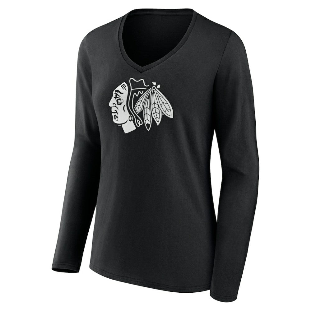Chicago Blackhawks Women's Personalized Name & Number Monochrome Long Sleeve V-Neck T-Shirt -  NHL T-shirts