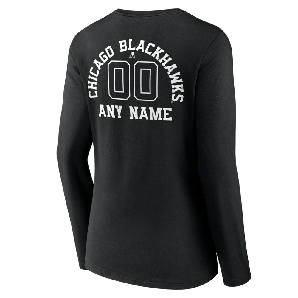 Chicago Blackhawks Women's Personalized Name & Number Monochrome Long Sleeve V-Neck T-Shirt -  NHL T-shirts