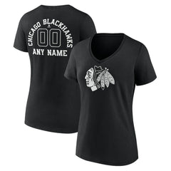 Chicago Blackhawks Women's Personalized Name & Number Monochrome V-Neck T-Shirt -  NHL T-shirts