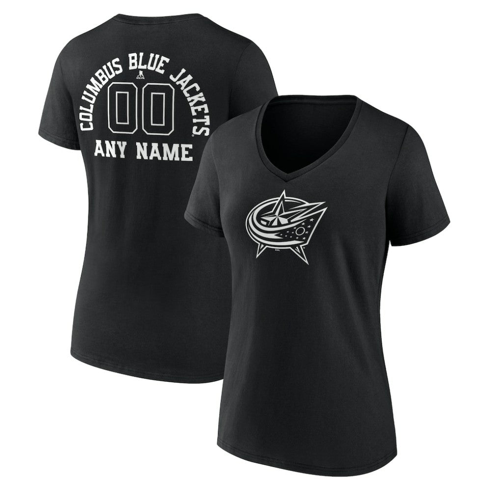 Columbus Blue Jackets Women's Personalized Name & Number Monochrome V-Neck T-Shirt -  NHL T-shirts
