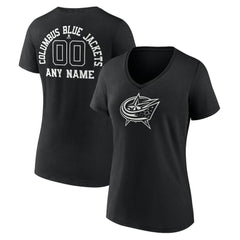 Columbus Blue Jackets Women's Personalized Name & Number Monochrome V-Neck T-Shirt -  NHL T-shirts