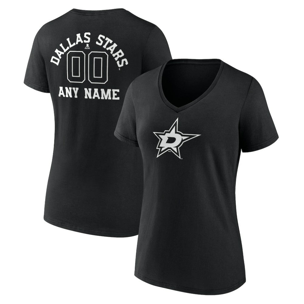 Dallas Stars Women's Personalized Name & Number Monochrome V-Neck T-Shirt -  NHL T-shirts