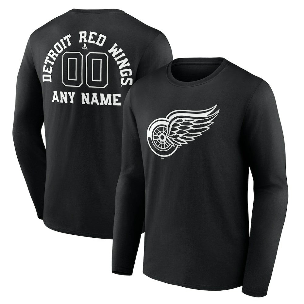 Detroit Red Wings Personalized Name & Number Monochrome Long Sleeve T-Shirt -  NHL T-shirts