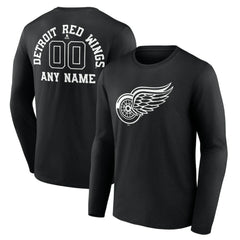 Detroit Red Wings Personalized Name & Number Monochrome Long Sleeve T-Shirt -  NHL T-shirts