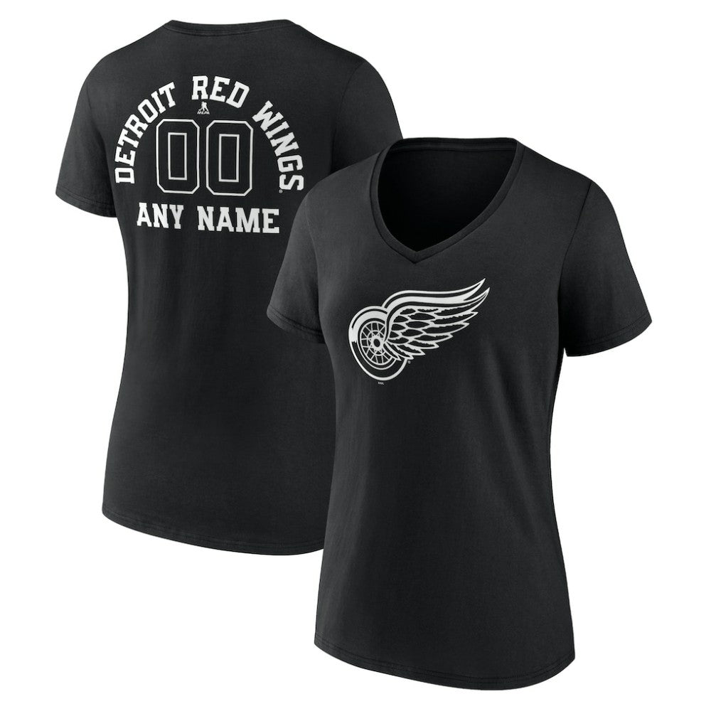 Detroit Red Wings Women's Personalized Name & Number Monochrome V-Neck T-Shirt -  NHL T-shirts