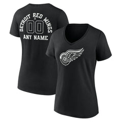 Detroit Red Wings Women's Personalized Name & Number Monochrome V-Neck T-Shirt -  NHL T-shirts
