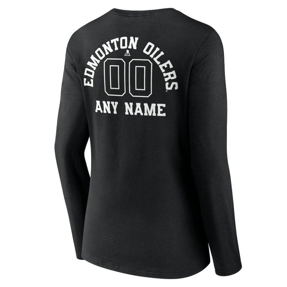 Edmonton Oilers Women's Personalized Name & Number Monochrome Long Sleeve V-Neck T-Shirt -  NHL T-shirts