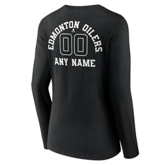 Edmonton Oilers Women's Personalized Name & Number Monochrome Long Sleeve V-Neck T-Shirt -  NHL T-shirts