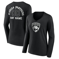 Florida Panthers Women's Personalized Name & Number Monochrome Long Sleeve V-Neck T-Shirt -  NHL T-shirts