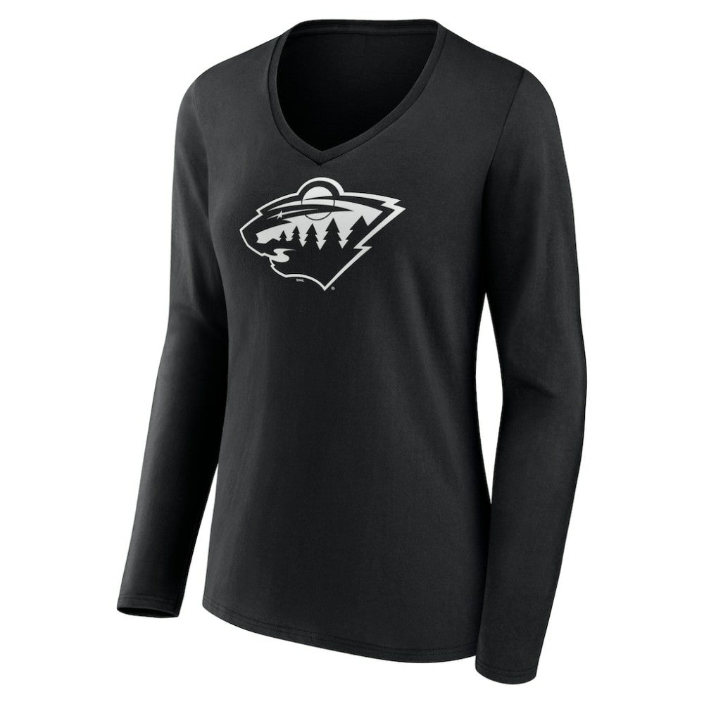 Minnesota Wild Women's Personalized Name & Number Monochrome Long Sleeve V-Neck T-Shirt -  NHL T-shirts