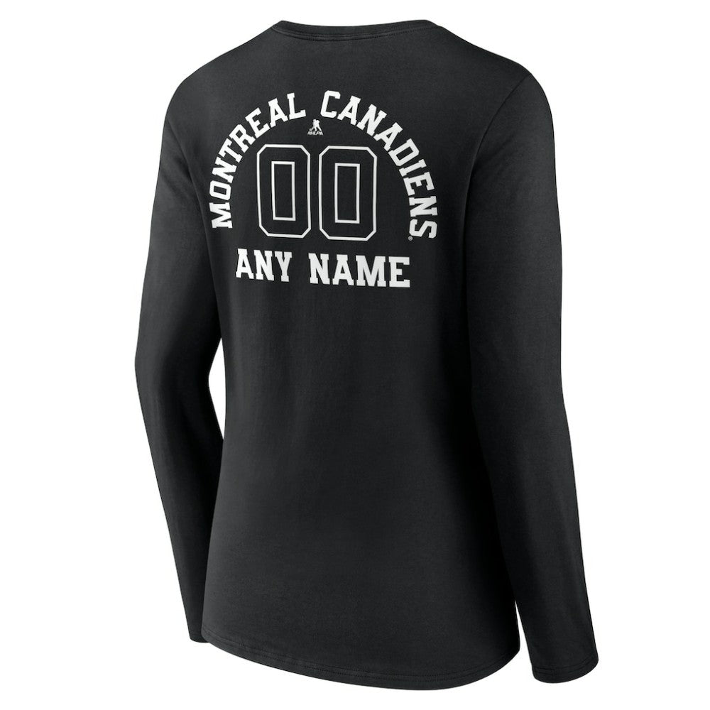 Montreal Canadiens Women's Personalized Name & Number Monochrome Long Sleeve V-Neck T-Shirt -  NHL T-shirts
