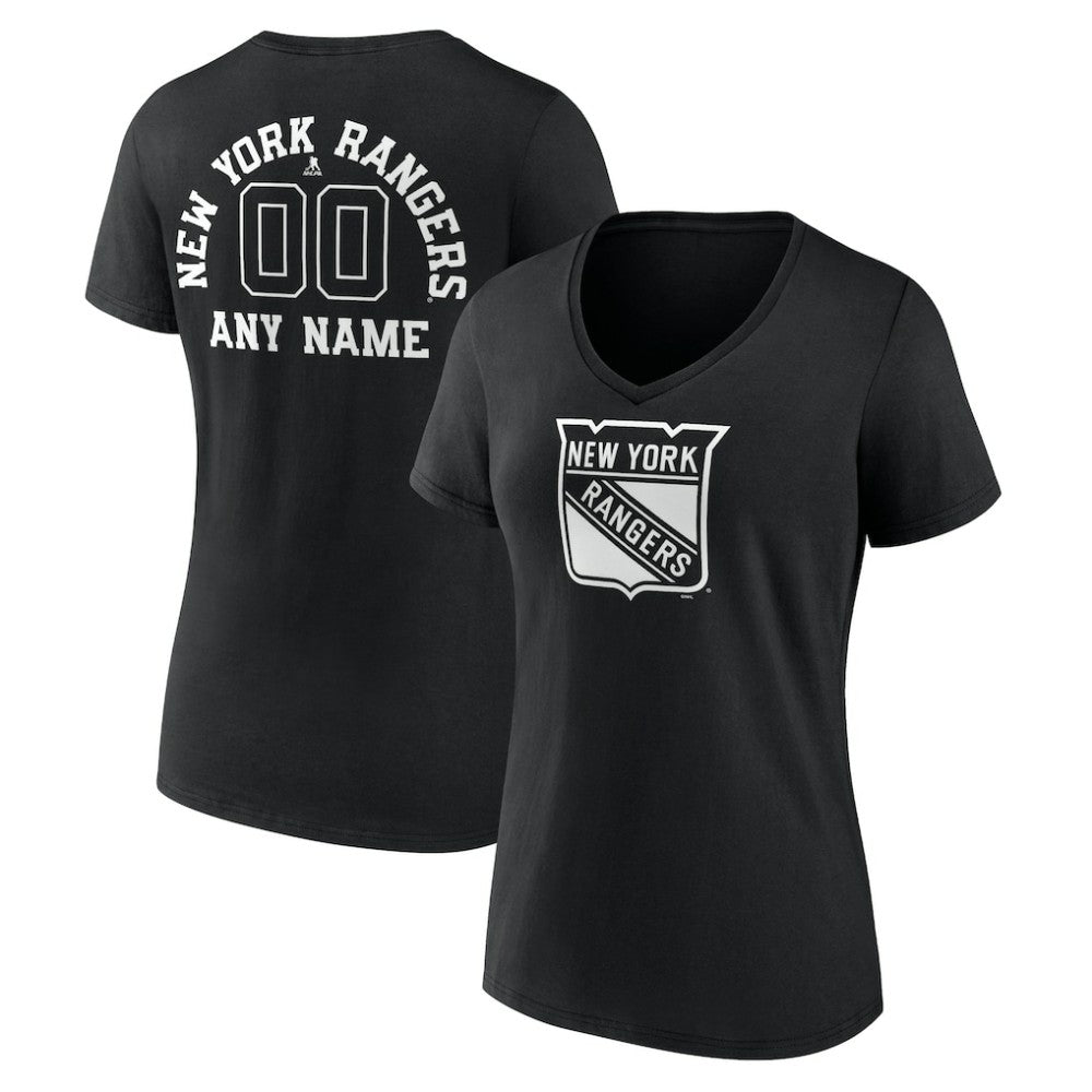 New York Rangers Women's Personalized Name & Number Monochrome V-Neck T-Shirt -  NHL T-shirts