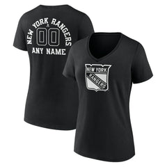 New York Rangers Women's Personalized Name & Number Monochrome V-Neck T-Shirt -  NHL T-shirts